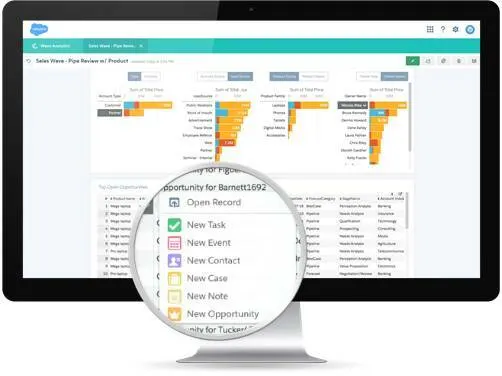 Sales Wave dashboard action menu