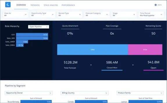 Company overview dashboard without quotas