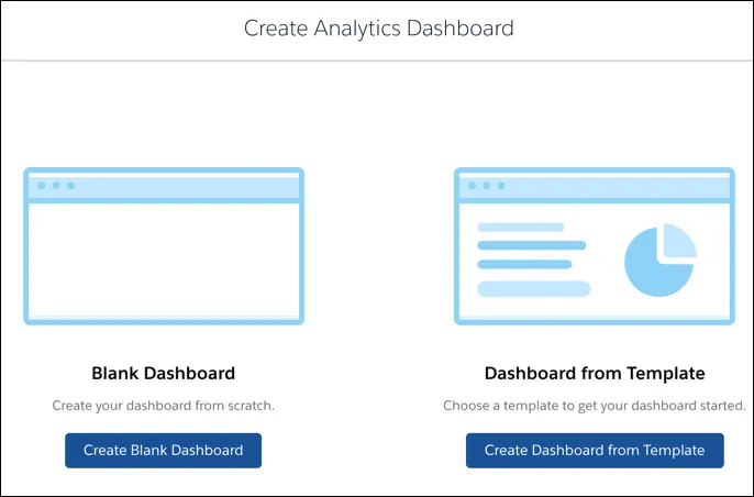 Choose whether to create a new dashboard or one from a template.