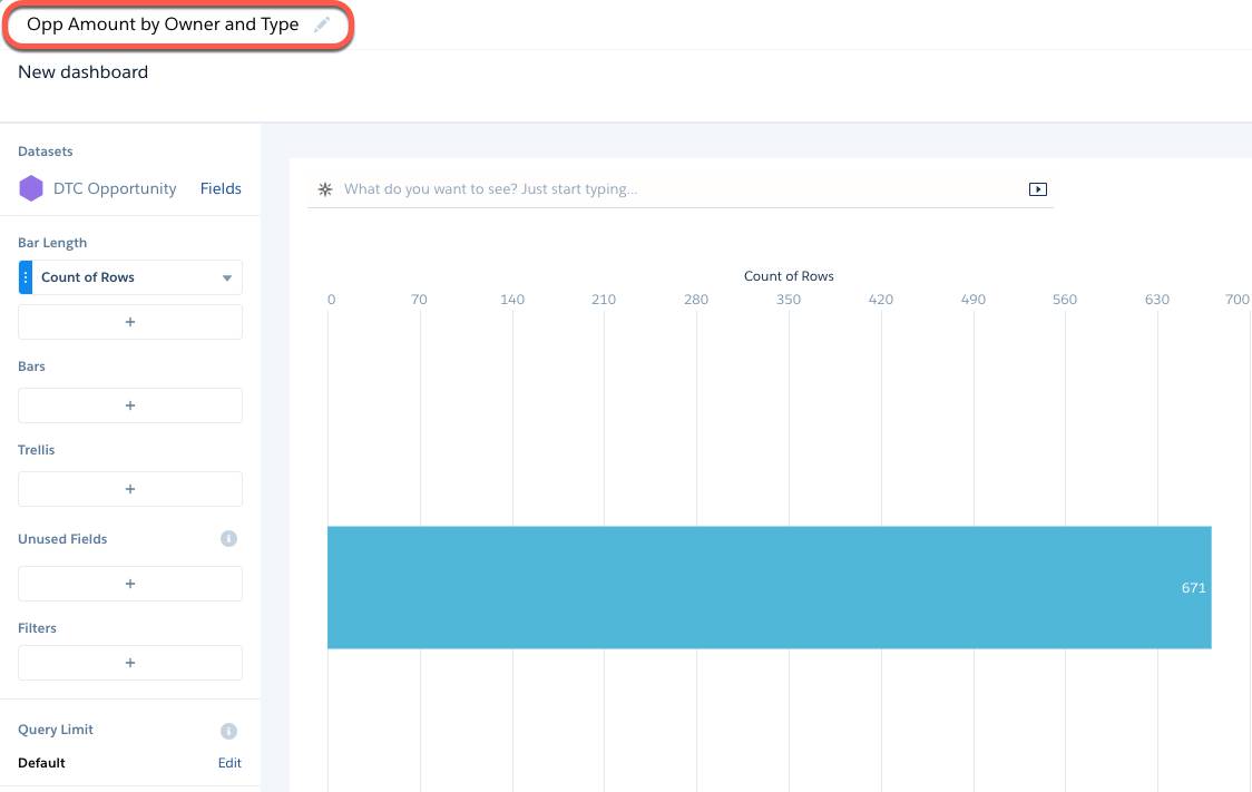 O Analytics reutiliza o mesmo conjunto de dados selecionado durante a criação da etapa anterior.
