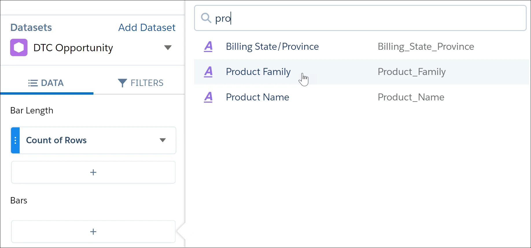 Selecting product family to group by