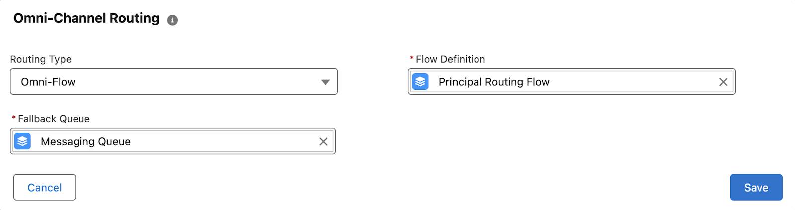 Seção Encaminhamento das configurações do canal