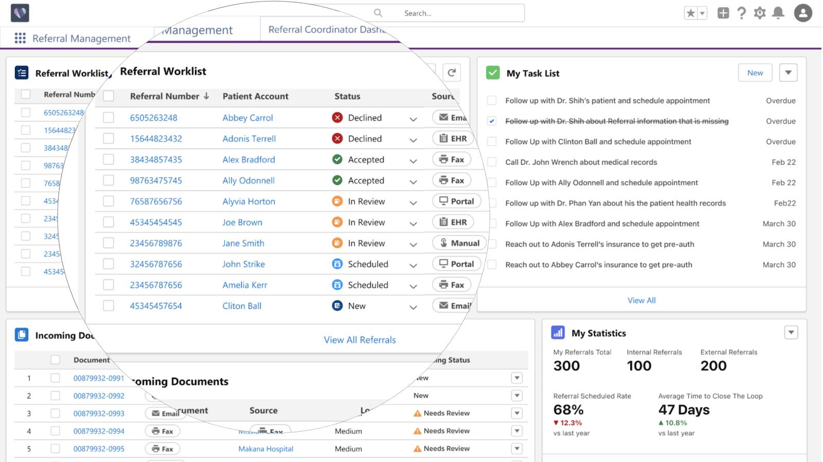 Referral Worklist screen.