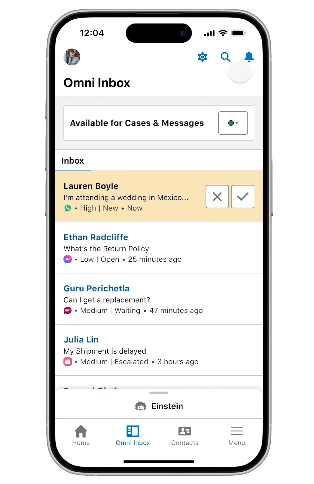 Omni Inbox on a mobile screen.