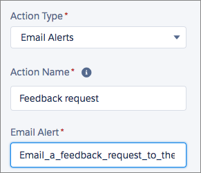 Configuración de una acción de alerta de email en Process Builder