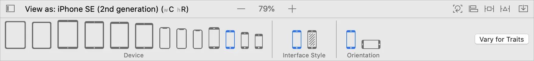 Changing canvas size, including options for Device and Orientation.