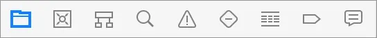 The Xcode navigator options are signified by icons such as a file folder, a decision tree, and a hazard triangle with an exclamation mark in it.