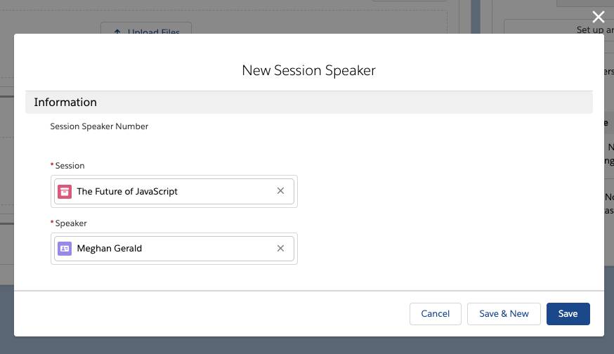 New Session Speaker弹出窗口。