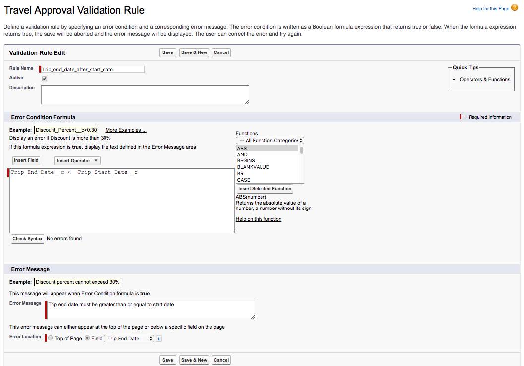 Create Validation Rules Unit Salesforce Trailhead 3815