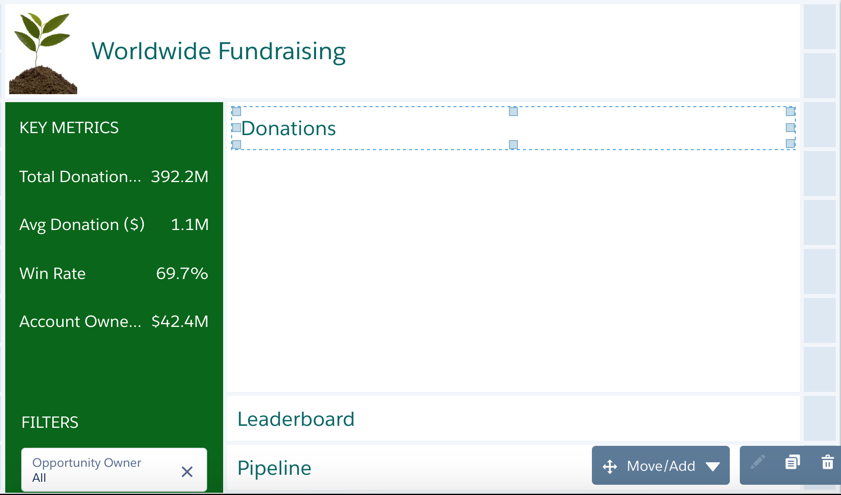  Donationså°é¨ä»¶ç´æ¥ä½äºWorld Fundraisingæ é¢ä¸ï¼Pipelineå°é¨ä»¶ç´æ¥ä½äºæè¡æ¦ä¸ã