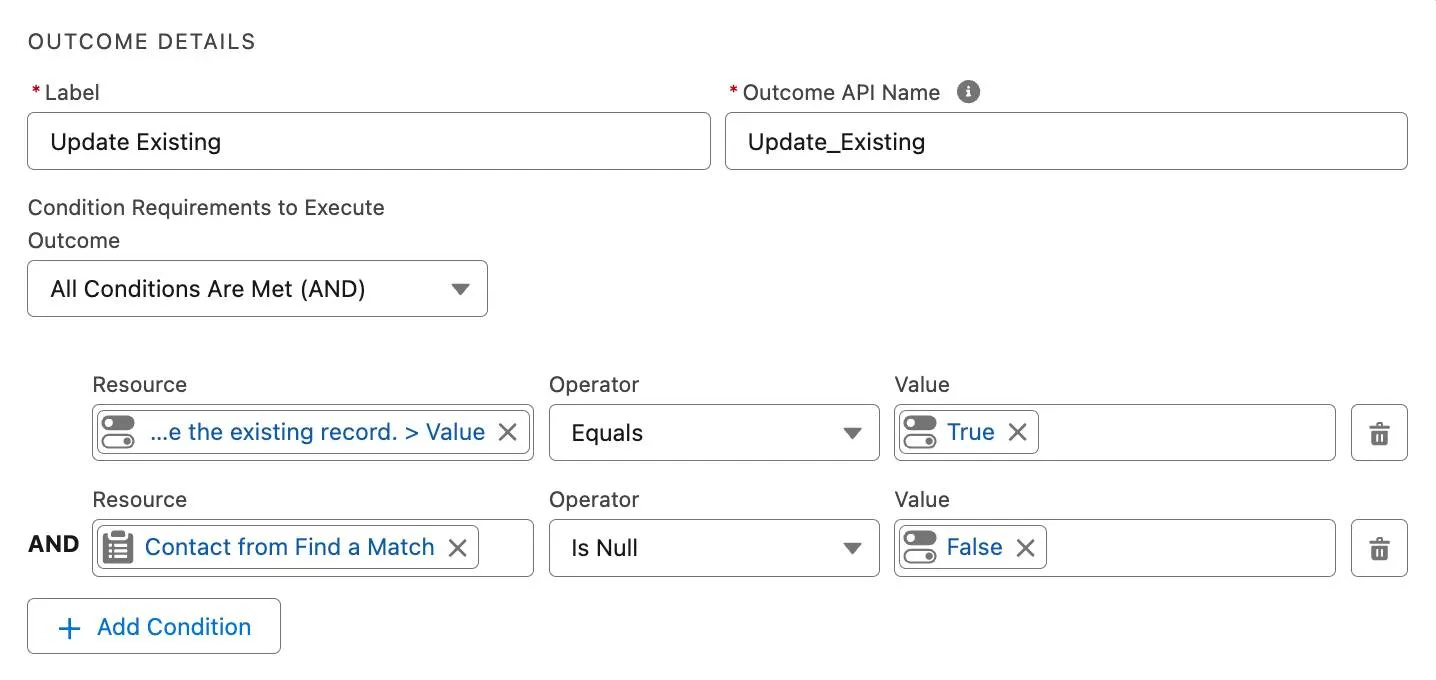 Completed Outcome Details section