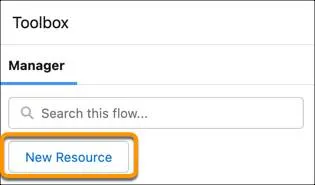 The New Resource button in the Manager tab