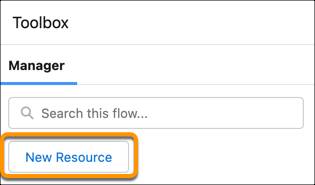 Le bouton New Resource (Nouvelle ressource) dans l’onglet Manager (Gestionnaire)
