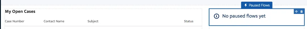 Screen shot showing My Open Cases and Paused Flows sections