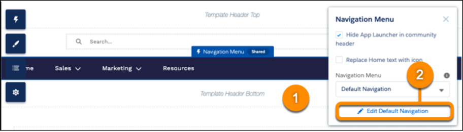 Détails du menu de navigation