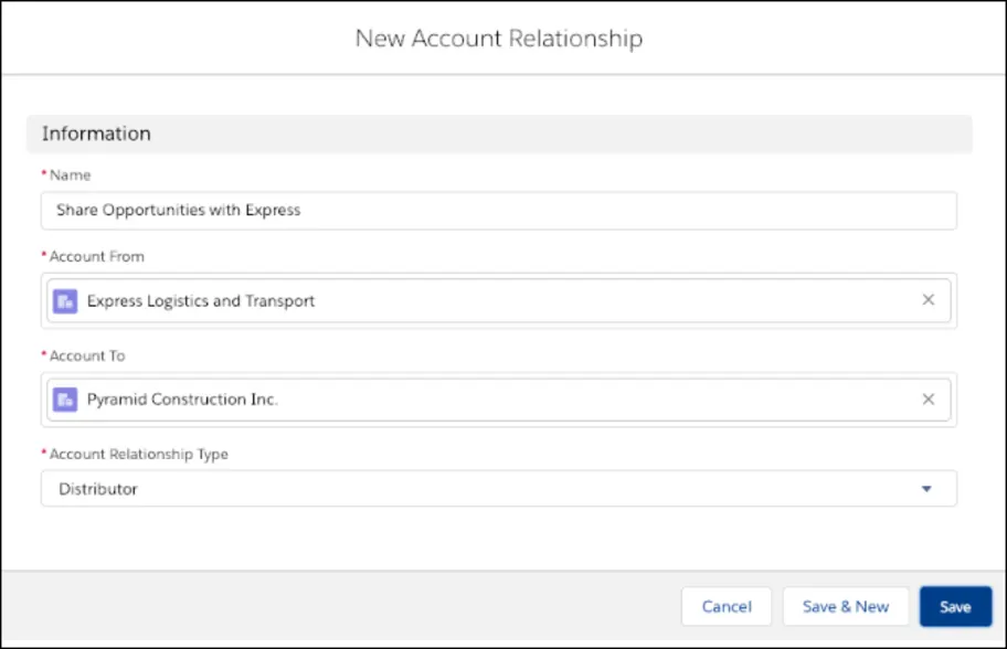 New account relationship