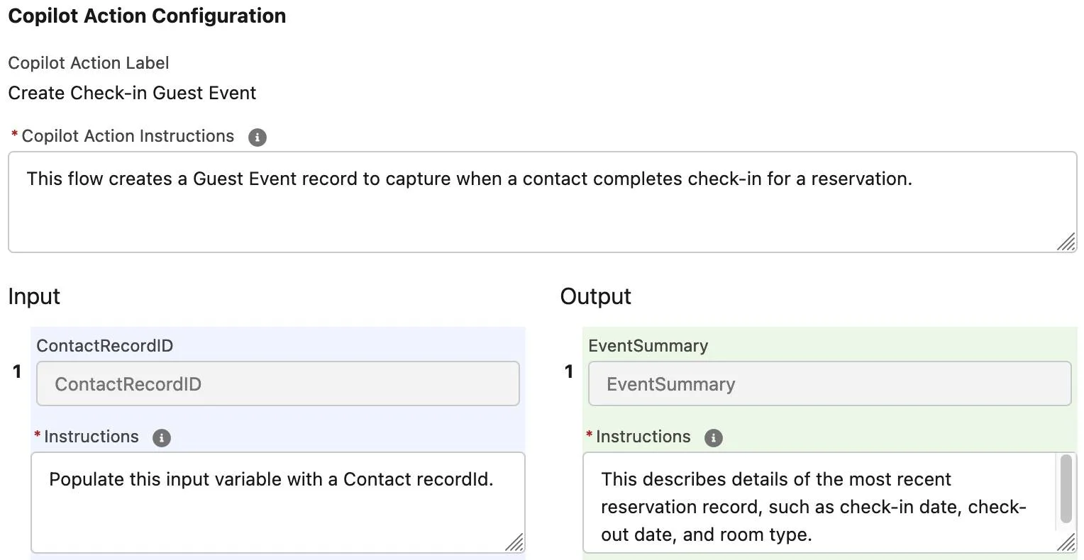 Einstein Copilot Action setup dialog.