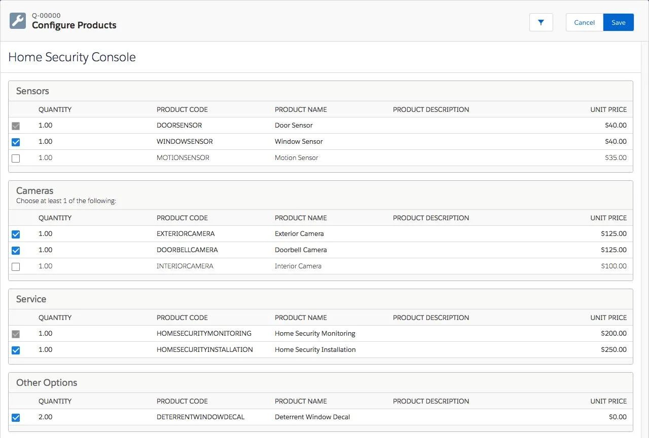 Configuration page for the Home Security Bundle