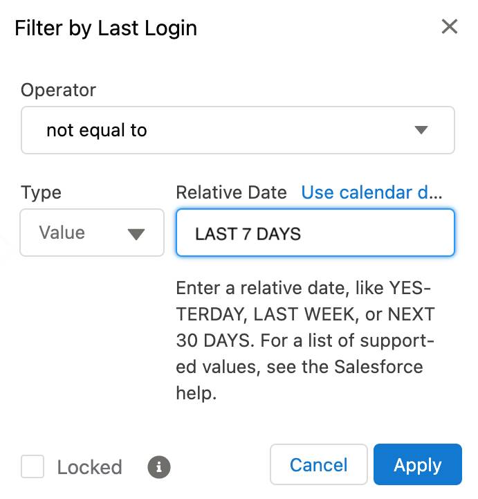 Relative Date Filter