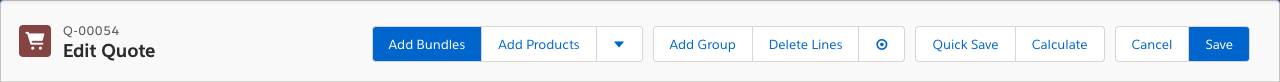 Header of Quote Line Editor page with the Add Bundles button present.