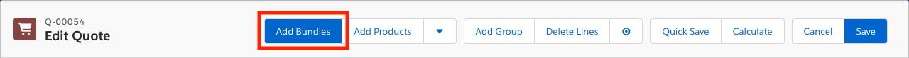 Screenshot of Quote Line Editor actions, with a new Add Bundles button.