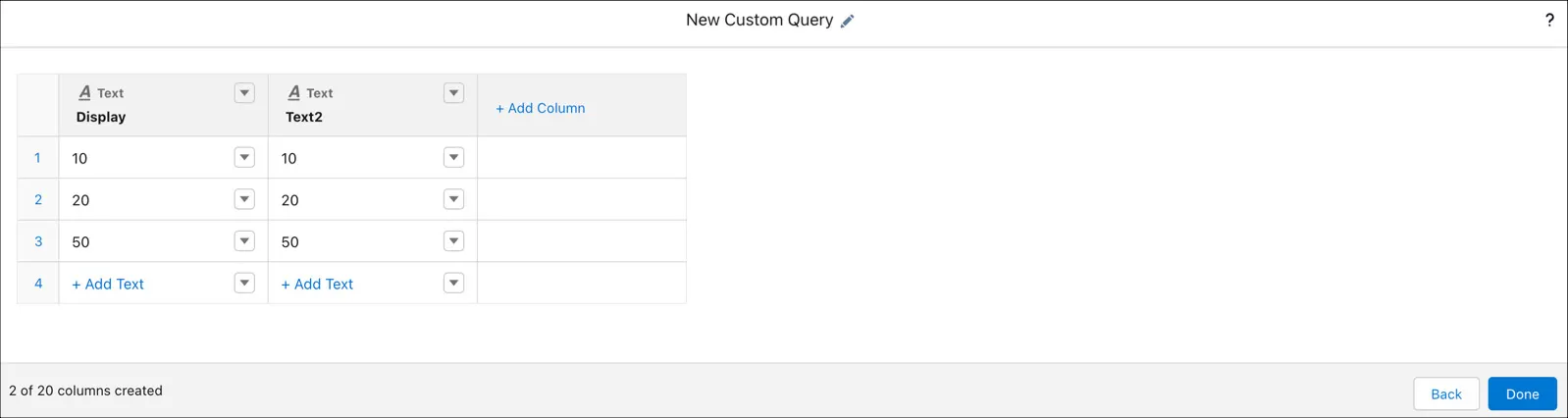 Toggle display and values.