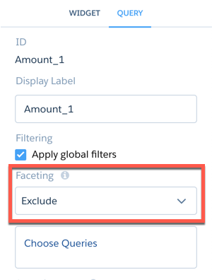 Setting Revenue widget to exclude faceting. 