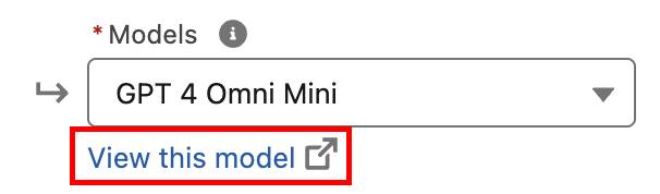 Der hervorgehobene Link 'View this model' (Dieses Modell anzeigen) im Bereich 'Configuration' (Konfiguration)