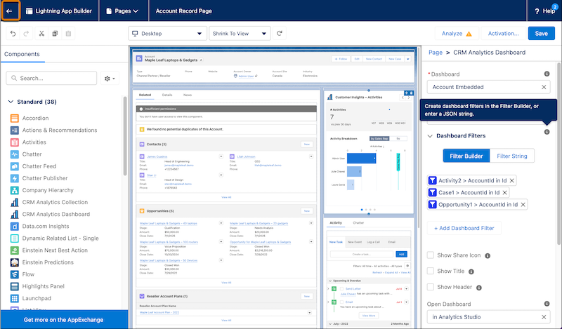 Embed the Customer Insights app and add filters