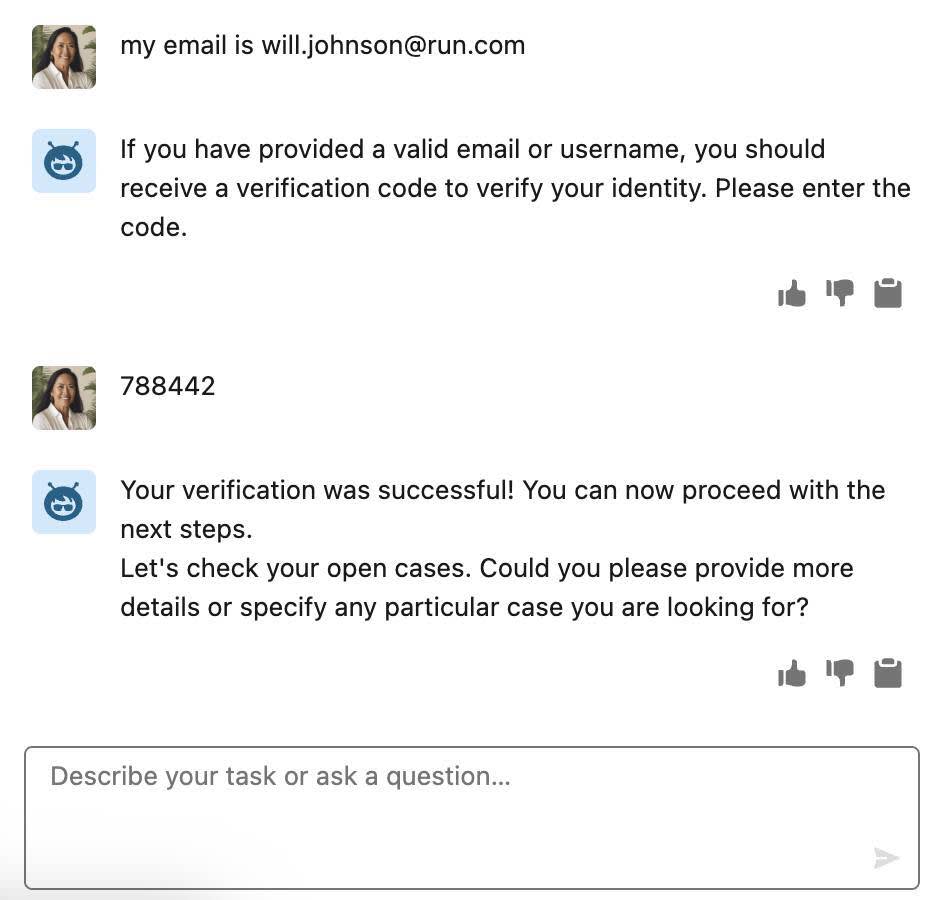 código de verificación ingresado.