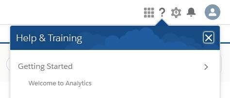 To open Welcome screen in Analytics Studio, click question-mark icon to open Help menu, and click Welcome to Analytics