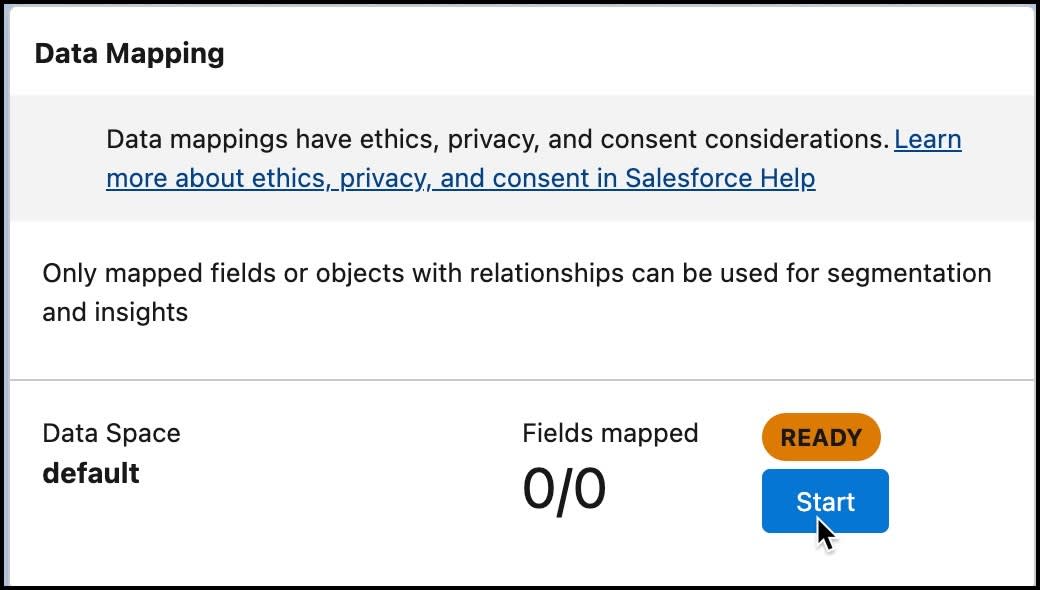 Data Mapping Start button.