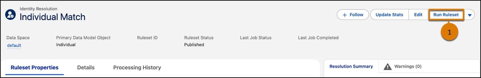 Run Ruleset button highlighted.