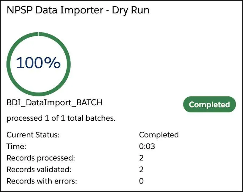 The results of the dry run