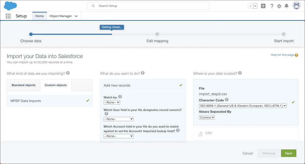 Import Data to a Standard Object Unit Salesforce Trailhead