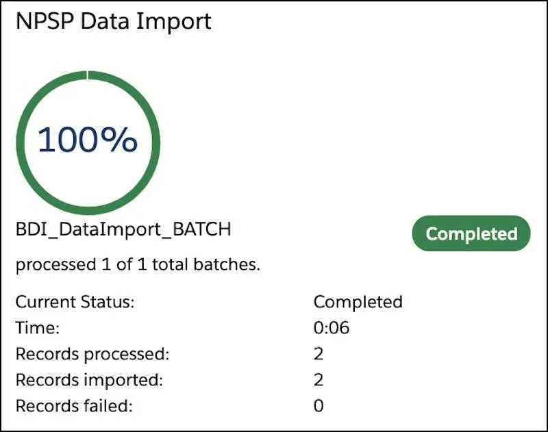 The data import results