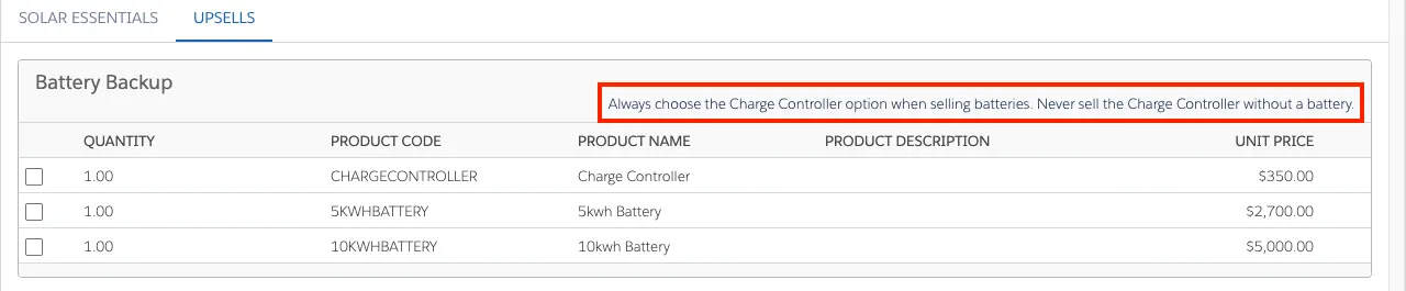 Product Configuration page with Additional Instructions