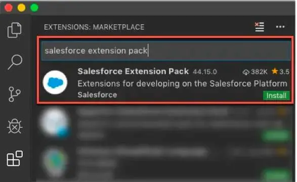 Installing Salesforce Extension Pack for Visual Studio Code