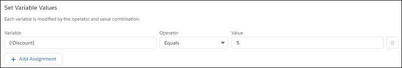 Una vista de la superposición de Set Variable Values (Establecer valores de variable)