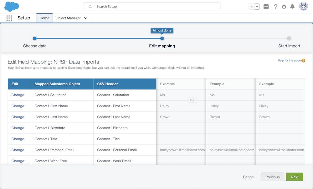 Upload Your Data into NPSP Data Importer Unit Salesforce Trailhead
