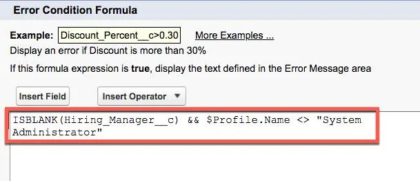 Every_Position_Must_Have_a_Hiring_Mgr 入力規則の [Error Condition Formula (エラー条件数式)]。
