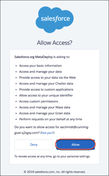 Salesforce Allow Access page