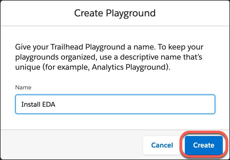 Install EDA in Trailhead Playground