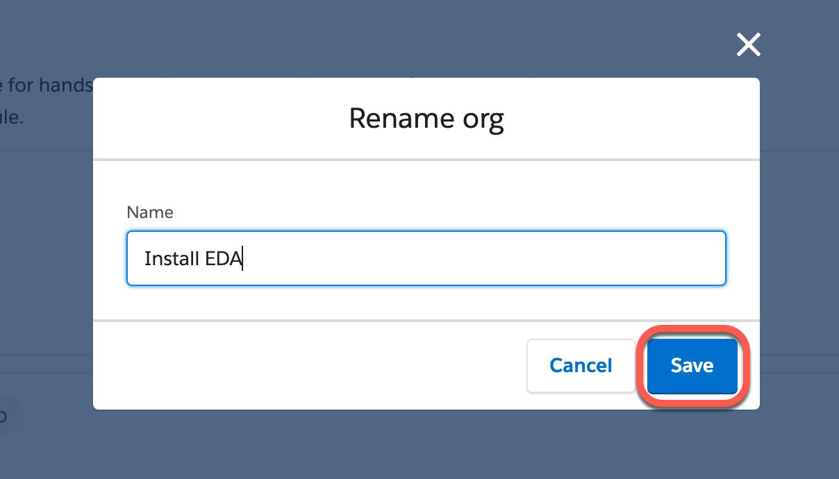 Rename org with Name field.