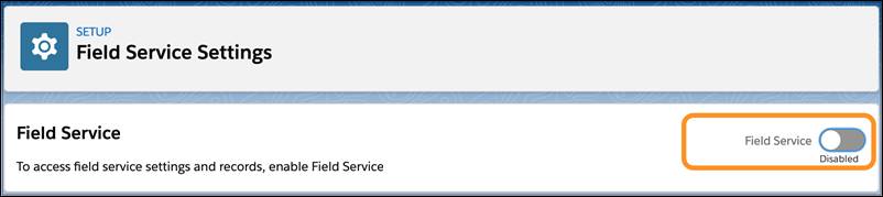 Field Service Settings with Field Service toggle highlighted