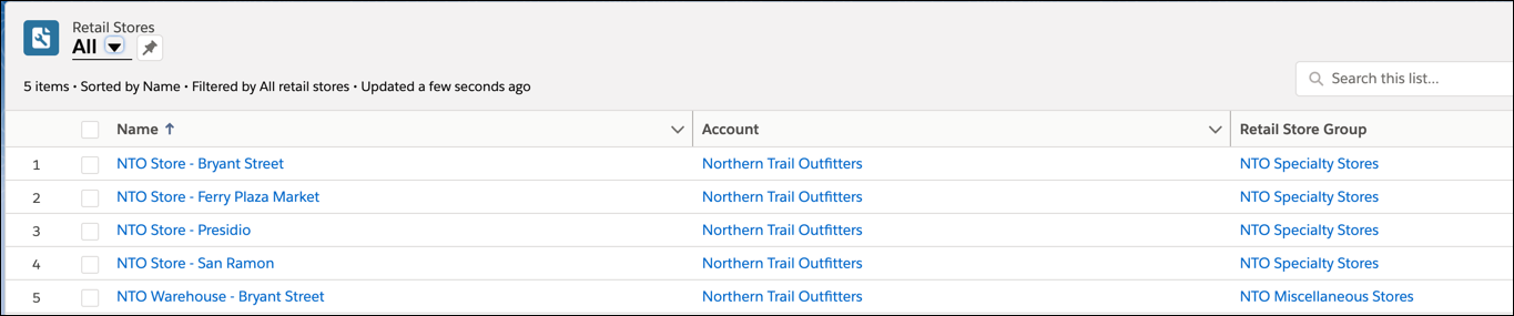 List of all retail store records for Alpine Nutrition.