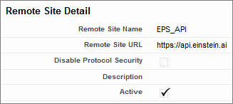 The Remote Site Settings page after you create the remote site.