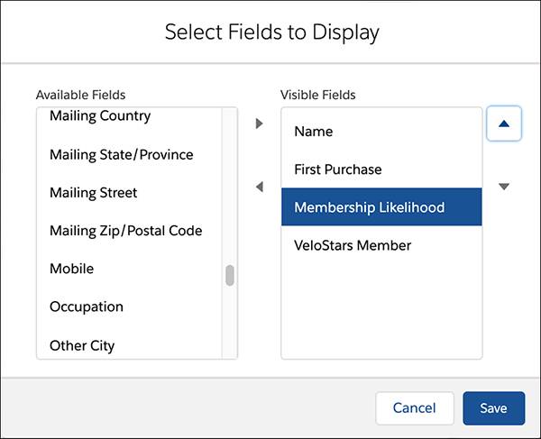 Choose fields to display