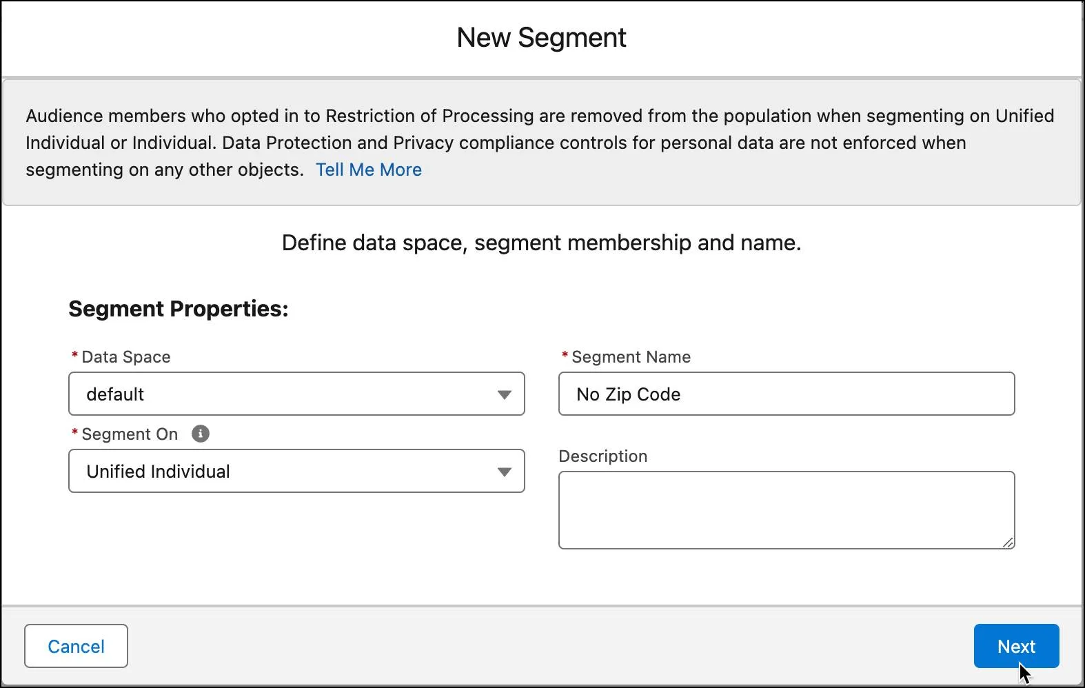 Create a new segment.