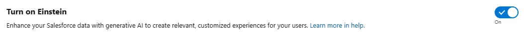 The Einstein Setup page has a toggle to turn on Einstein.